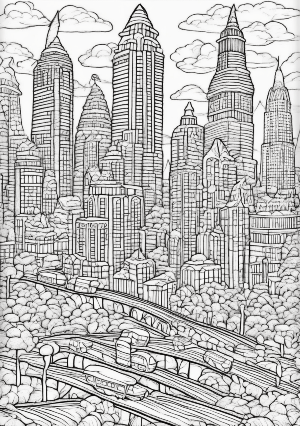 Beautiful Christmas Cityscapes Coloring Book - 11 Pages