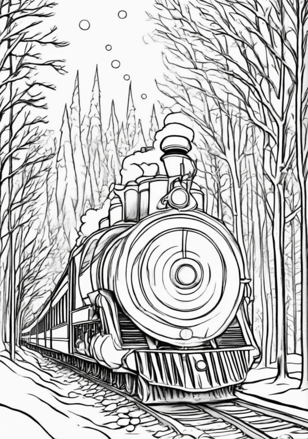 Christmas Train Adventure Coloring Book - 11 Pages