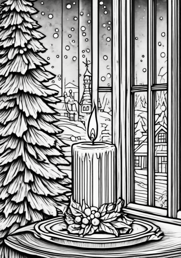 Christmas Window Candle Coloring Pages - 11 Pages