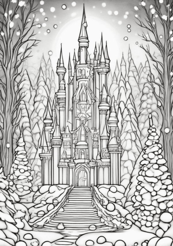 Enchanting Christmas Castle Coloring Book - 11 Pages