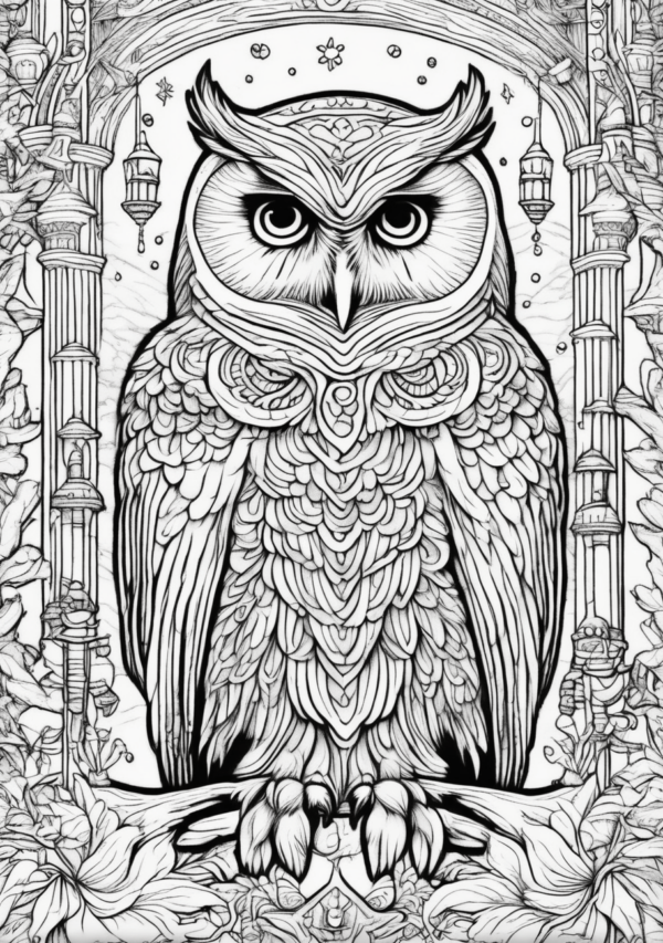 Intricate Christmas Owl Coloring Book Designs - 11 Pages - Image 3