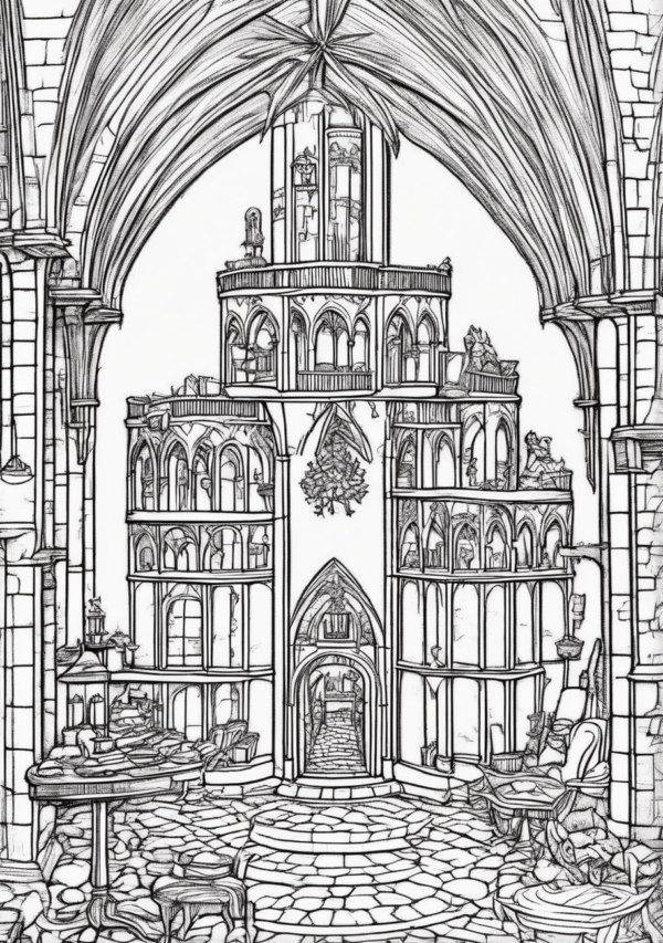 Intricate Christmas Castle Coloring Book Download - 11 Pages - Image 2