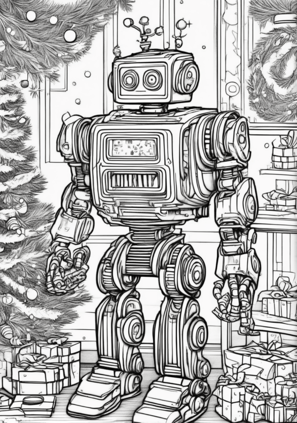 Christmas Robot Coloring Book - Fun and Relaxing Designs - 11 Pages - Image 2