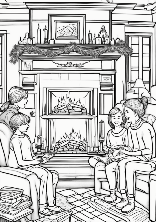 Intricate Christmas Family Scenes Coloring Book - 11 Pages - Image 3