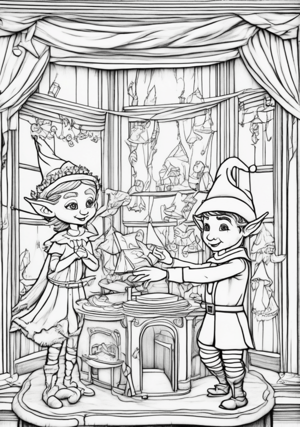 Charming Christmas Elf Coloring Book: Digital Download - 11 Pages