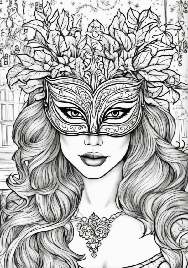 Christmas Masquerade Coloring Book for Relaxation - 11 Pages