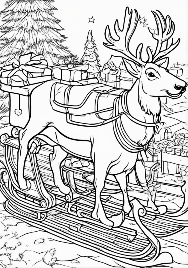 Christmas Reindeer Coloring Book: Intricate Festive Designs - 11 Pages - Image 2