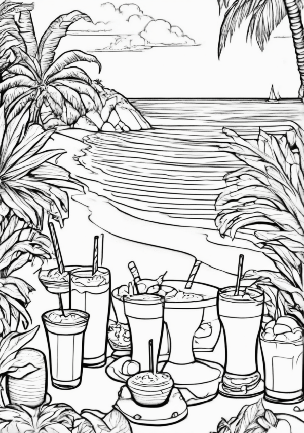 Christmas Beach Scenes Coloring Book - Digital Download - 11 Pages