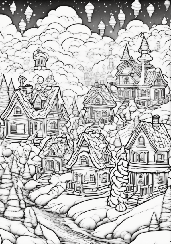 Intricate Christmas Scenes Coloring Book - 11 Pages - Image 4