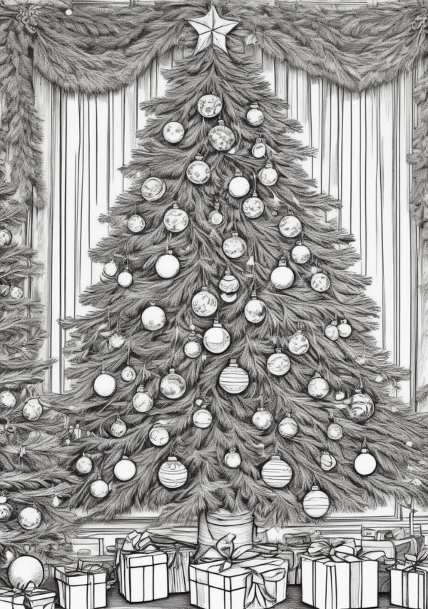 Intricate Christmas Tree Coloring Book Digital Download - 11 Pages