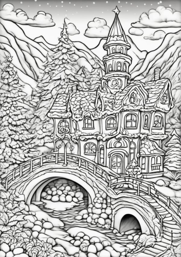 Intricate Christmas Scenes Coloring Book - 11 Pages