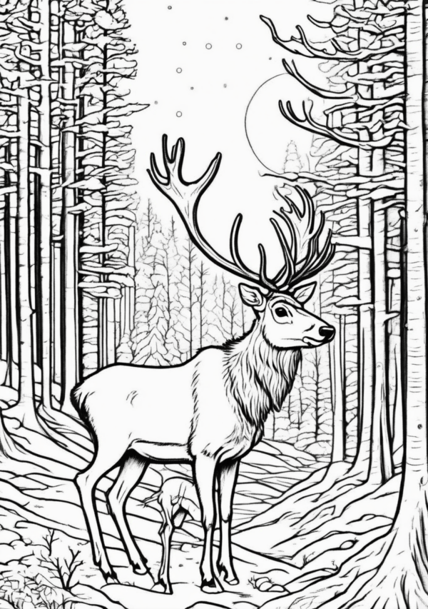 Unique Christmas Coloring Book - Reindeer Designs - 11 Pages