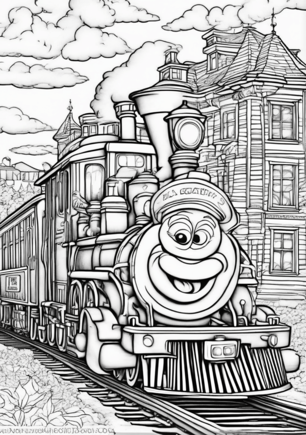 Christmas Train Scenes Coloring Book - 11 Pages - Image 2