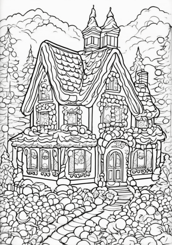 Charming Christmas Cottage Coloring Book - 11 Pages - Image 2