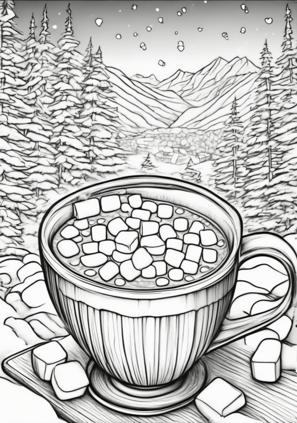 Christmas Coloring Book with Hot Cocoa Scenes - 11 Pages - Image 2