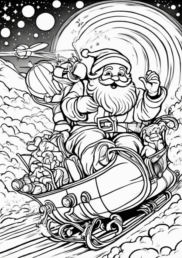 Christmas Coloring Book with Unique Rocket Santa Designs - 11 Pages - Image 2