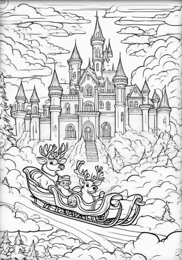 Christmas Castle Scenes Coloring Book - 11 Pages - Image 2