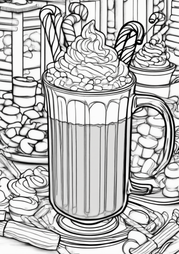 Cozy Christmas Coloring Book: Festive Hot Cocoa Scenes - 11 Pages - Image 3