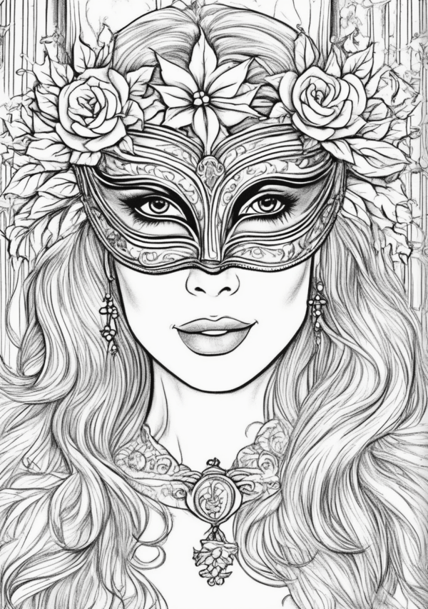 Christmas Masquerade Coloring Book for Relaxation - 11 Pages - Image 2