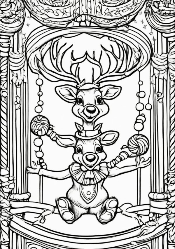 Christmas Coloring Book with Elves and Reindeer - 11 Pages - Image 2