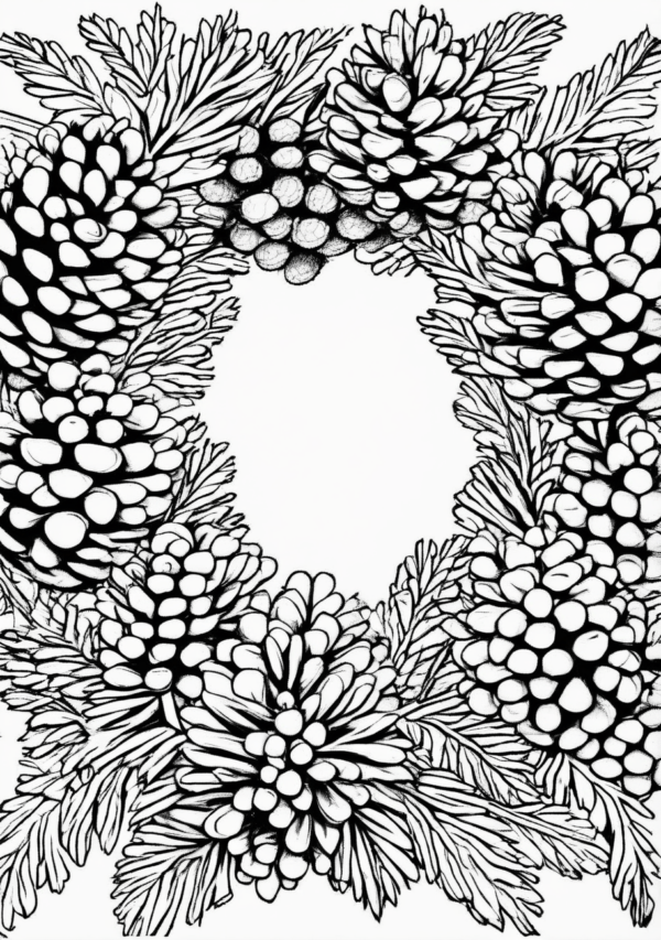 Christmas Coloring Book with Pinecone Wreath Designs - 11 Pages - Image 4