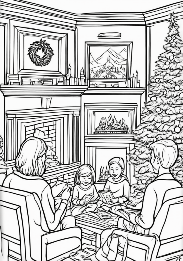 Intricate Christmas Family Scenes Coloring Book - 11 Pages - Image 4