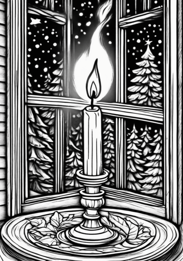 Christmas Window Candle Coloring Pages - 11 Pages - Image 2