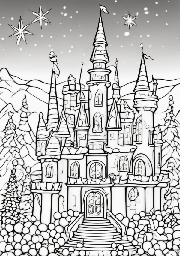 Magical Christmas Castle Coloring Book - 11 Pages - Image 2