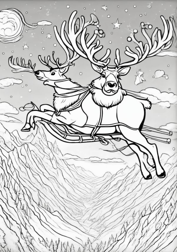 Christmas Reindeer Coloring Book - Unique and Intricate Designs - 11 Pages