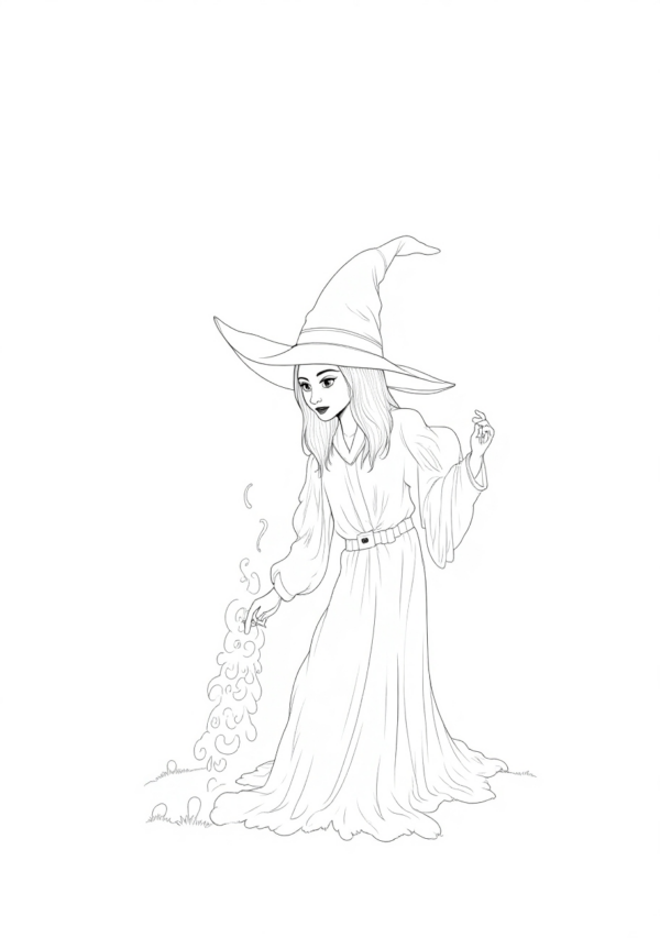 Enchanting Halloween Witches Coloring Book - 10 Pages