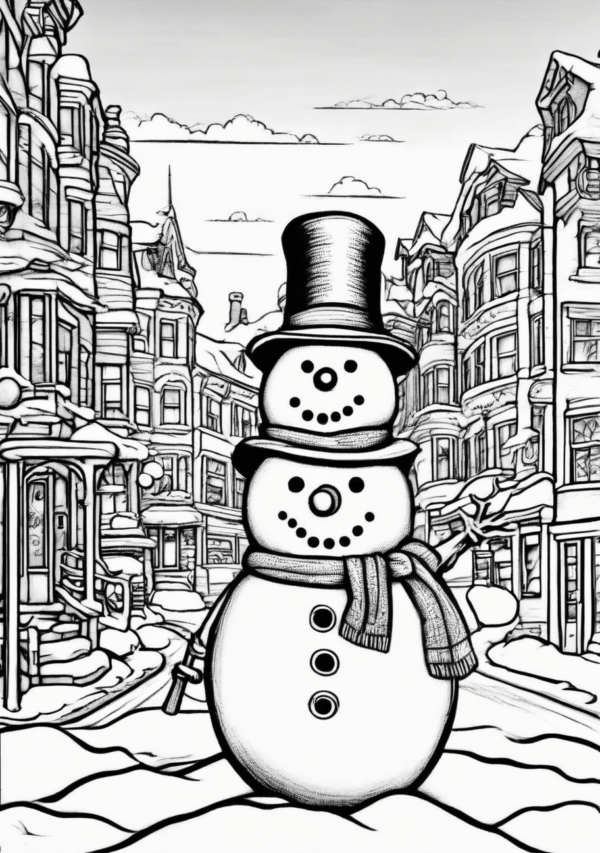 Christmas Coloring Book: Festive Snowman Scenes - 11 Pages