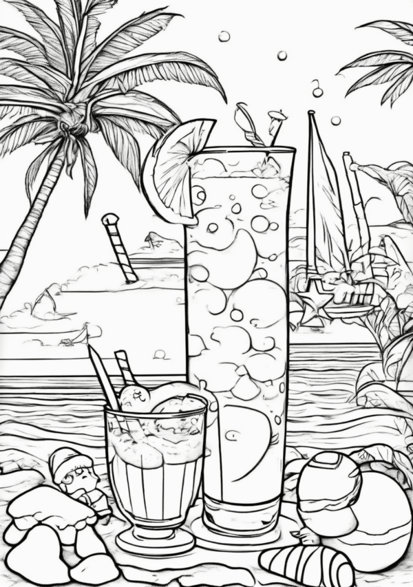 Christmas Beach Scenes Coloring Book - Digital Download - 11 Pages - Image 2