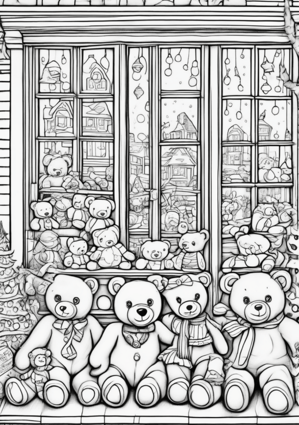 Christmas Teddy Bear Coloring Book - 11 Pages - Image 2