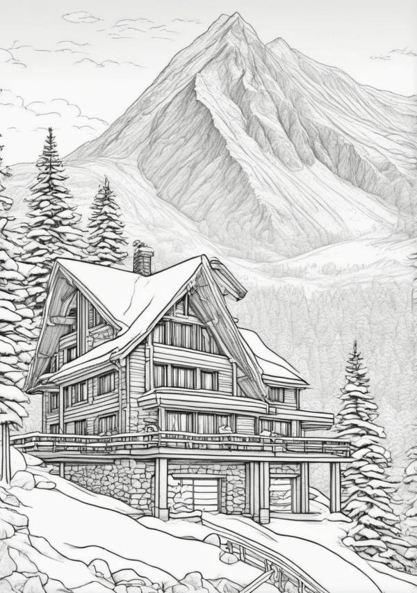 Christmas Cabin Retreat Coloring Book - 11 Pages