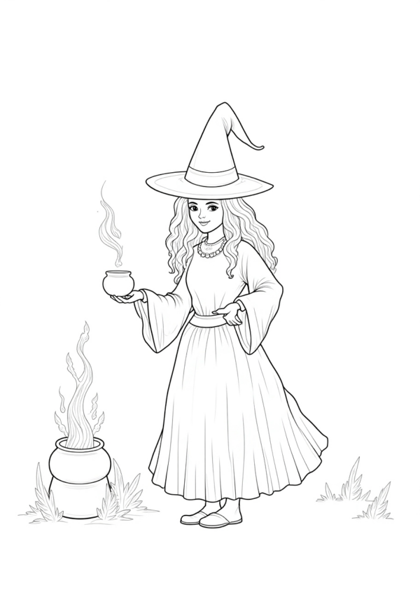 Enchanting Halloween Witches Coloring Book - 10 Pages - Image 2