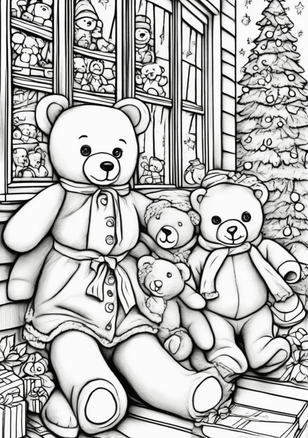 Christmas Teddy Bear Coloring Book - 11 Pages - Image 3