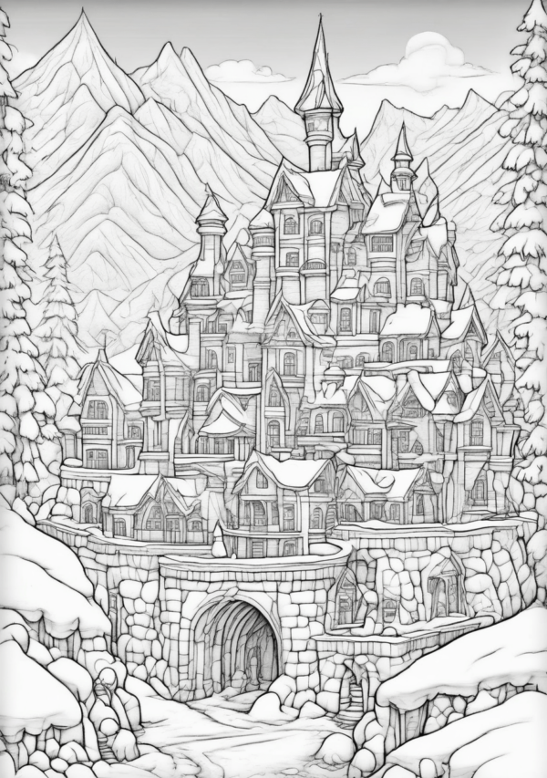 Enchanting Winter Castles Coloring Book - 11 Pages - Image 2