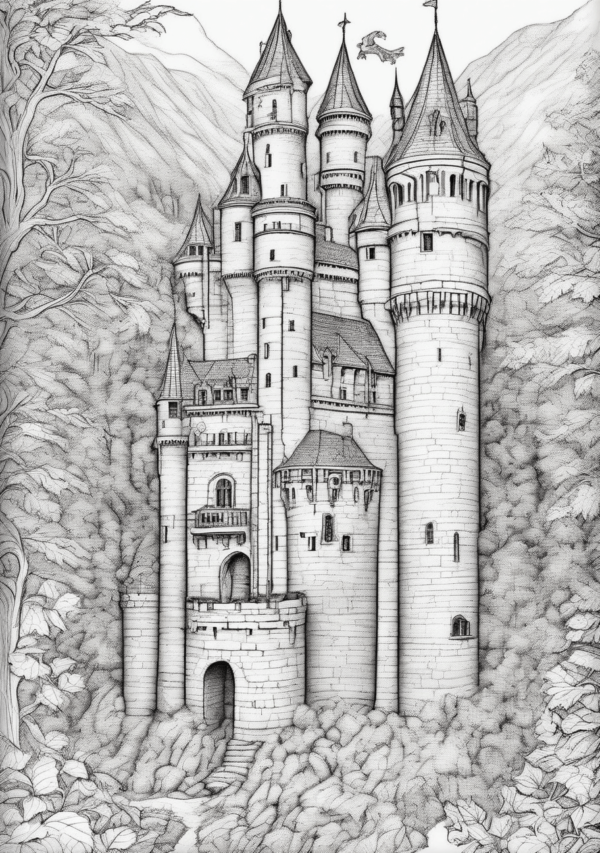 Intricate Christmas Castle Coloring Book Download - 11 Pages - Image 3