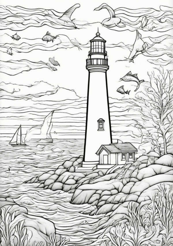 Enchanting Christmas Coloring Book with Lighthouse Scenes - 11 Pages - Image 2