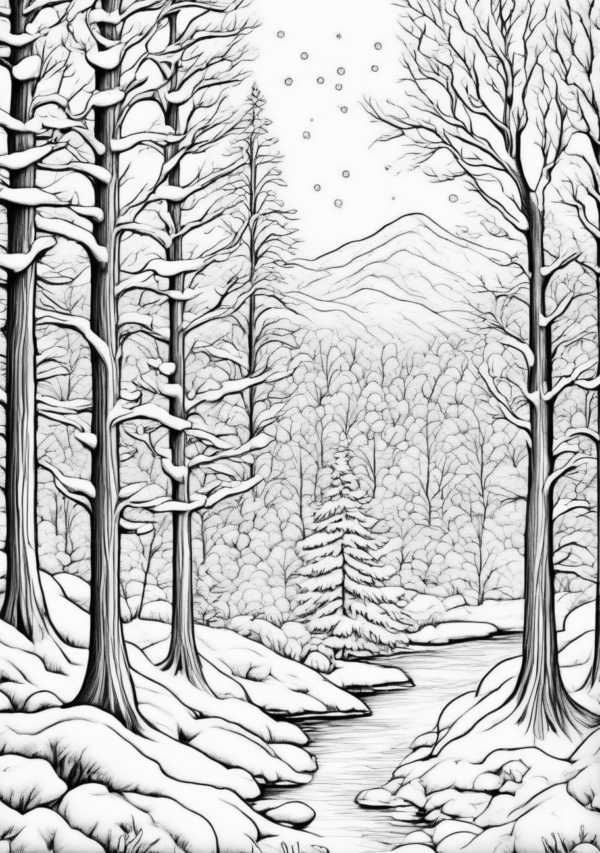 Christmas Coloring Book: Serene Winter Scenes - 11 Pages