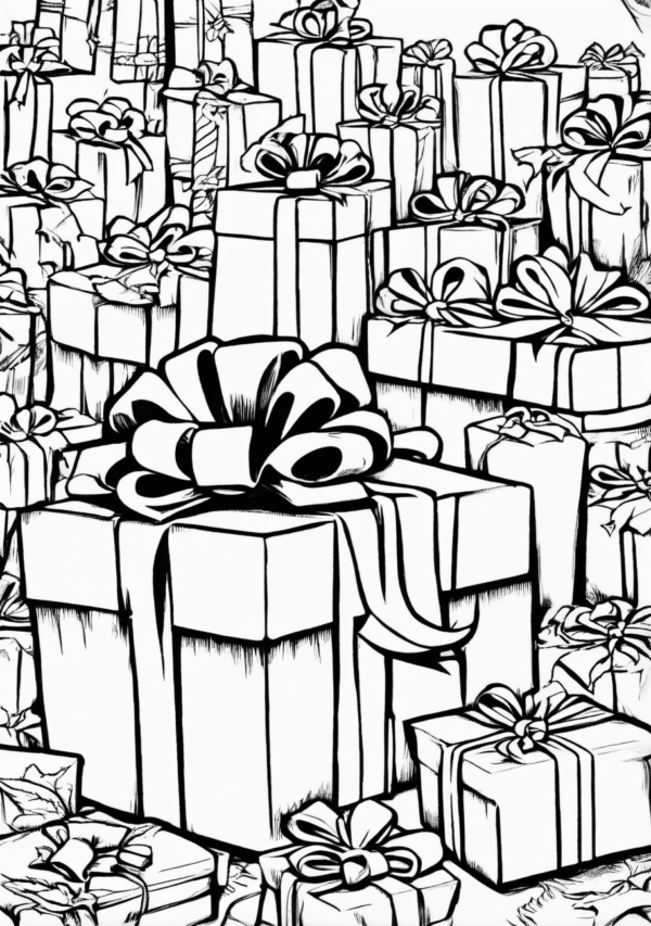 Christmas Gift Box Coloring Pages - 11 Pages - Image 2