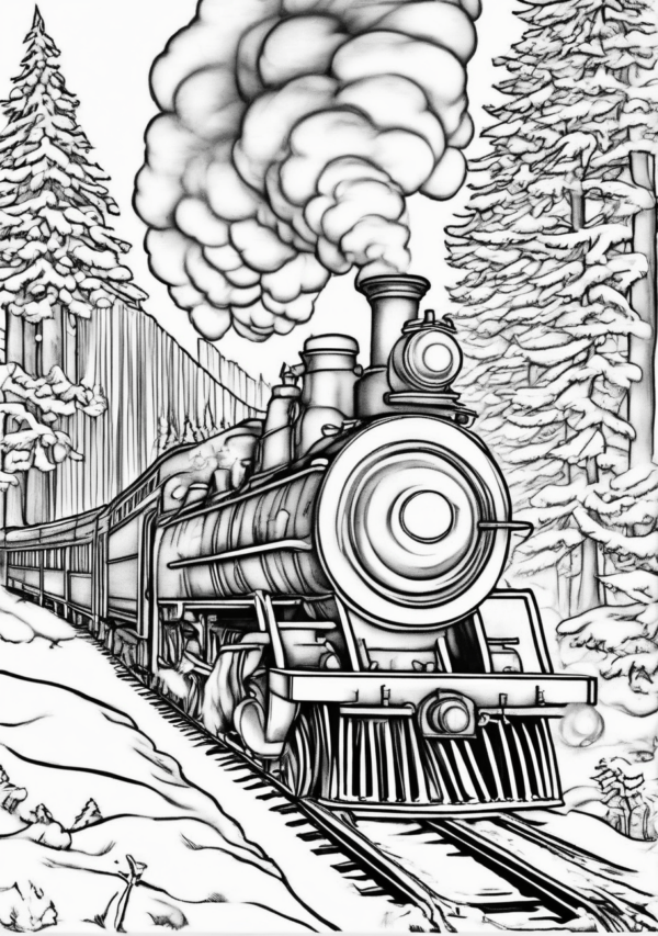 Christmas Train Adventure Coloring Book - 11 Pages - Image 3