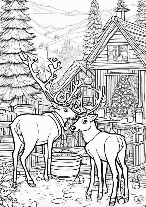 Charming Christmas Reindeer Coloring Book - 11 Pages - Image 3