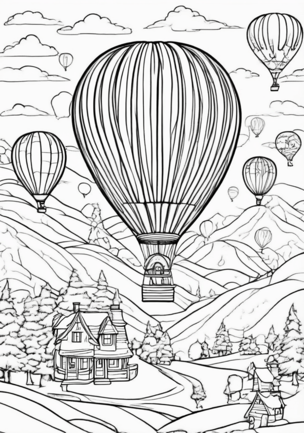 Christmas Coloring Book with Hot Air Balloons - 11 Pages - Image 2