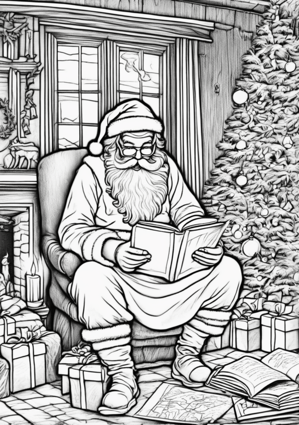 Christmas Santa Coloring Book Digital - 11 Pages