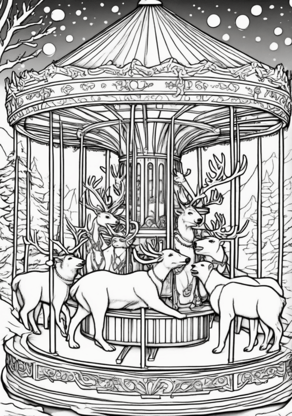 Christmas Carousel Wonderland Coloring Book - 11 Pages - Image 2