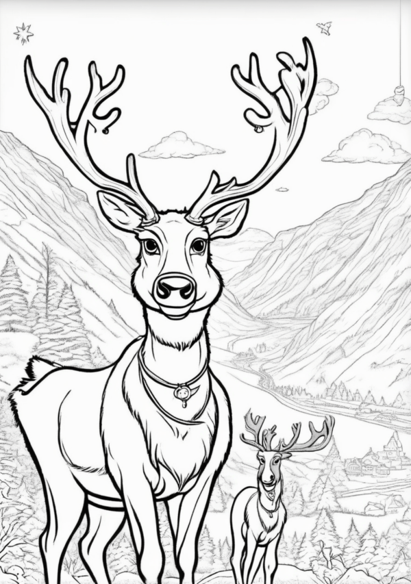 Christmas Reindeer Coloring Book Digital Download - 11 Pages - Image 3