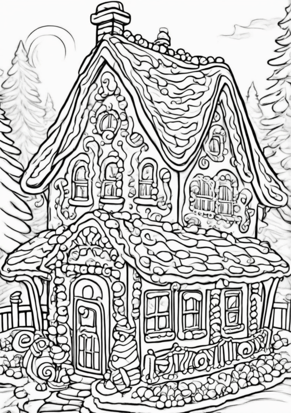 Charming Christmas Cottage Coloring Book - 11 Pages - Image 3