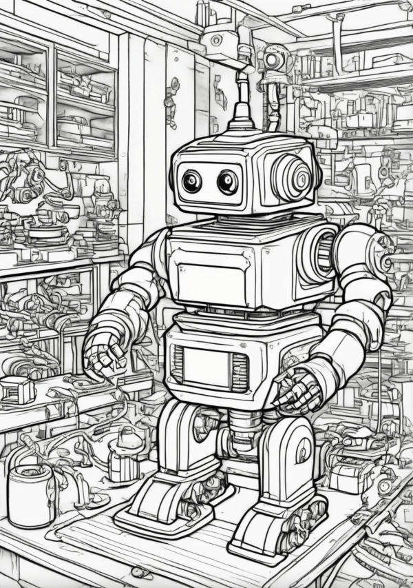 Unique Christmas Coloring Book with Robots - 11 Pages - Image 2