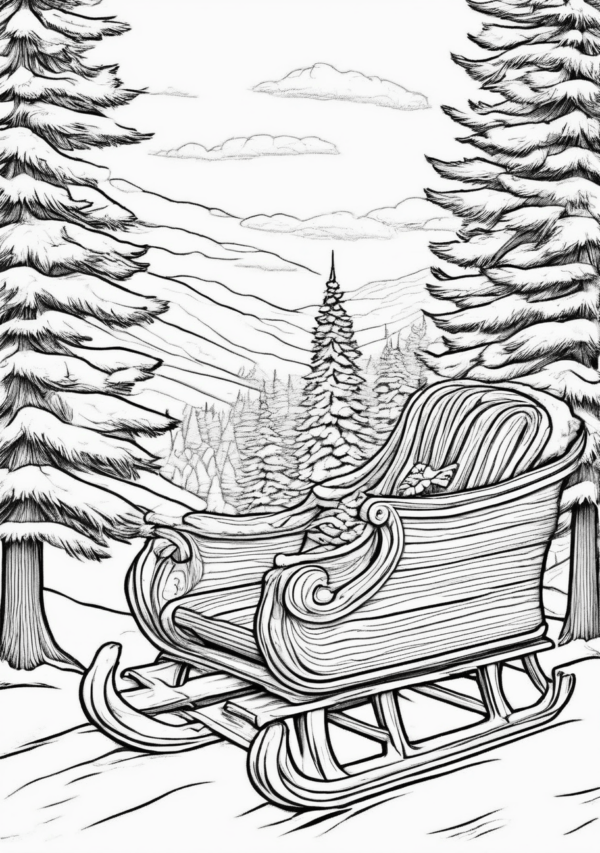 Christmas Sleds Winter Coloring Book Digital Download - 11 Pages - Image 2